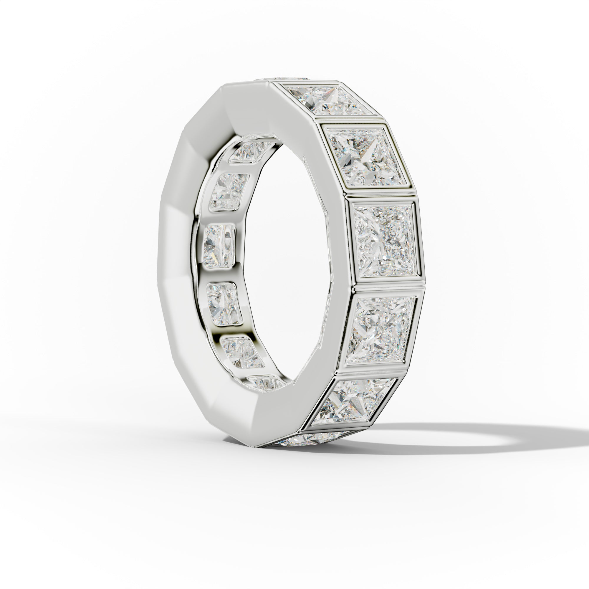 7.0 Carat Bezel Set Princess Cut Diamond Eternity Band